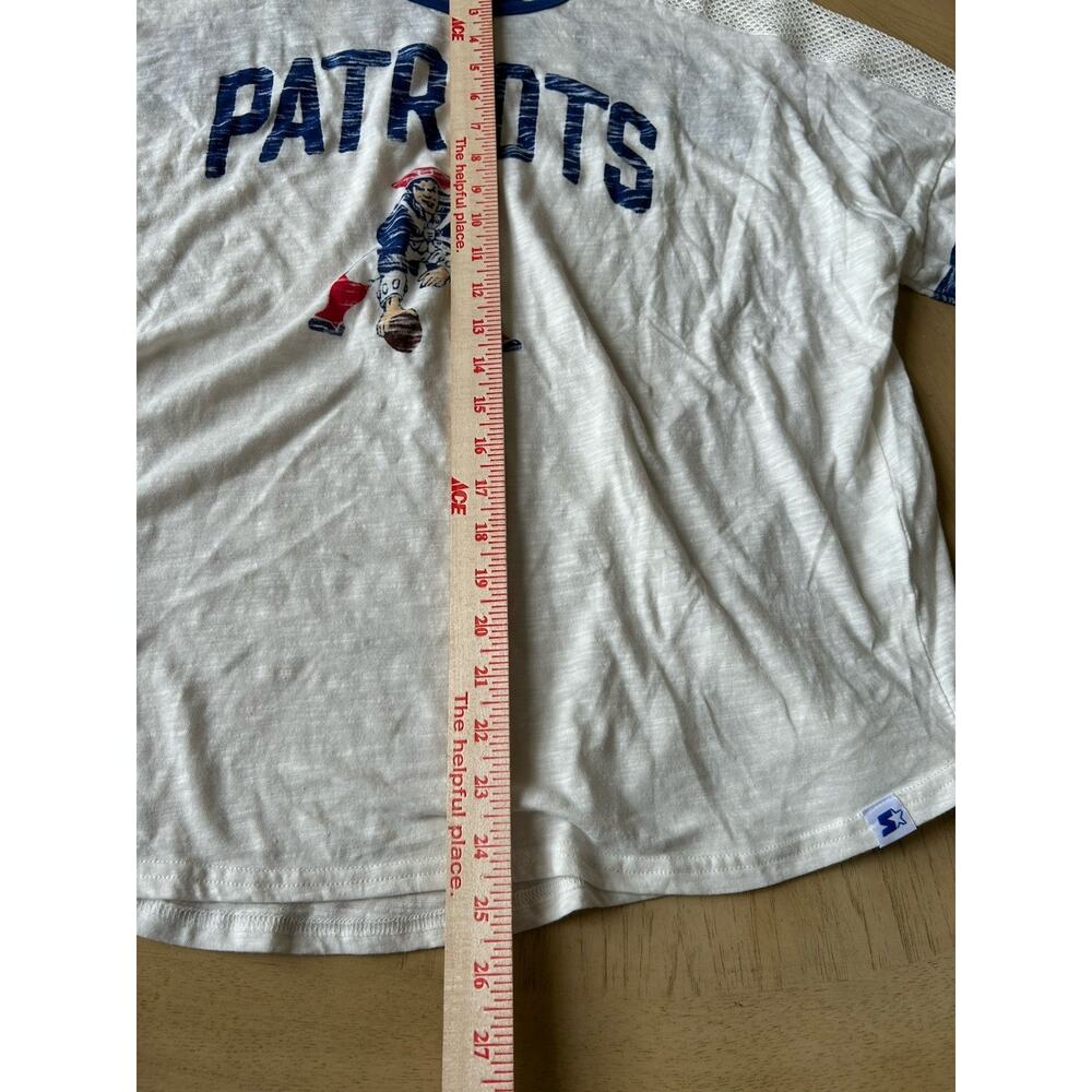 VTG New England Patriots Shirt 2XL Womens STARTER White 3/4 Jersey Sleeve 1990s - Picture 12 of 13